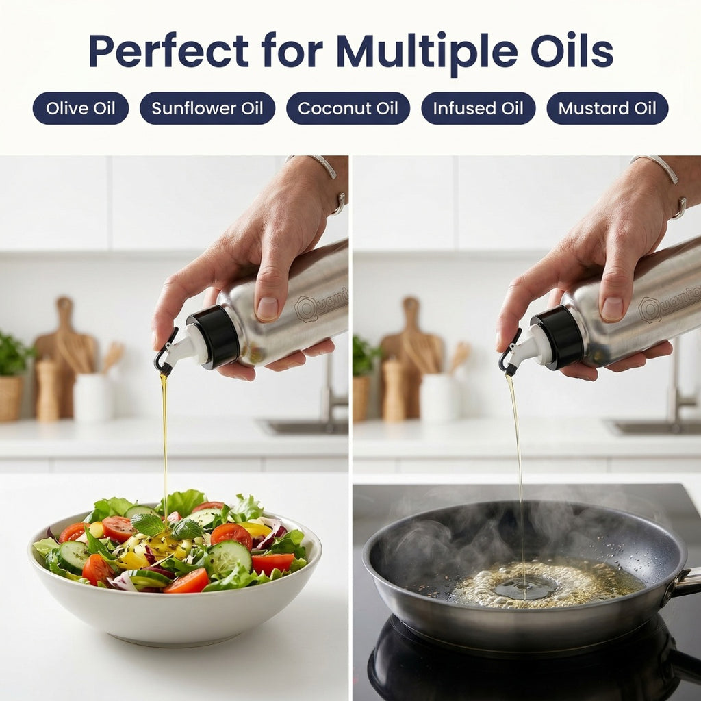Premium Stainless Steel Oil Dispenser – 750ml Precision Pour Bottle