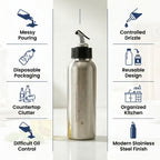 Premium Stainless Steel Oil Dispenser – 750ml Precision Pour Bottle
